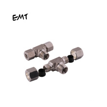 China stainless steel  high pressure hydraulic fluid connectors accessories  tee way bite type  compression connectors